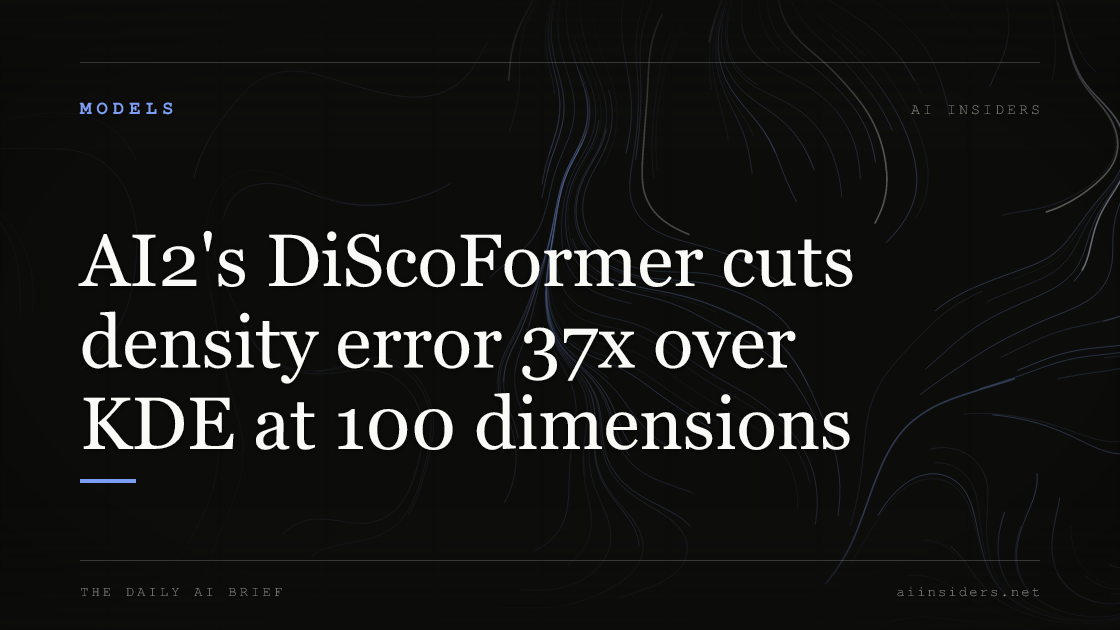 AI2's DiScoFormer cuts density error 37x over KDE at 100 dimensions — featured image for AI Insiders
