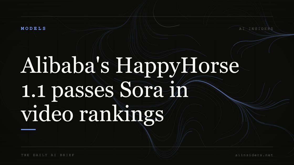 Alibaba's HappyHorse 1.1 passes Sora in video rankings — featured image for AI Insiders