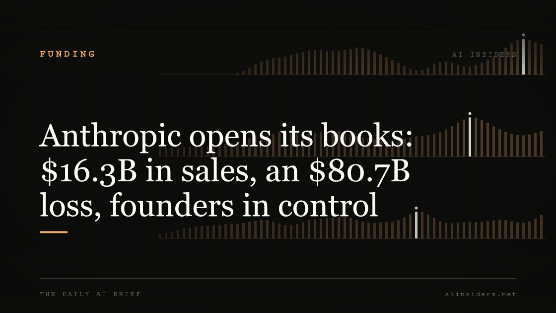 Anthropic opens its books: $16.3B in sales, an $80.7B loss, founders in control, featured image for AI Insiders
