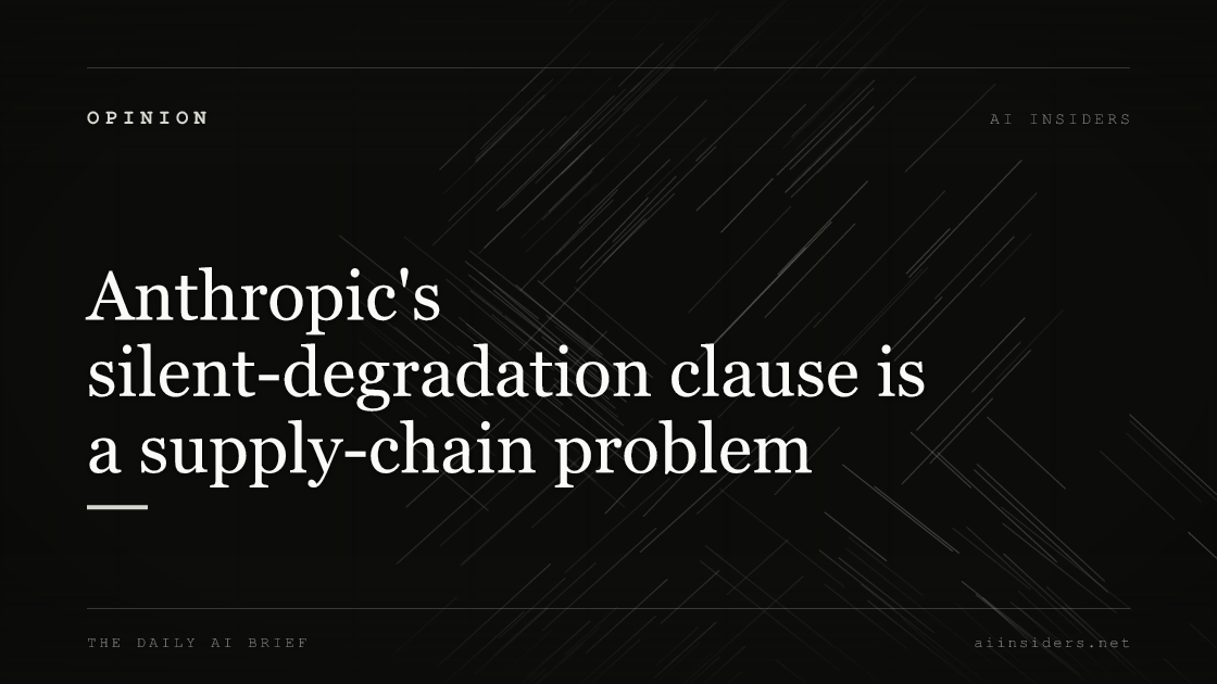 Anthropic's silent-degradation clause is a supply-chain problem — featured image for AI Insiders
