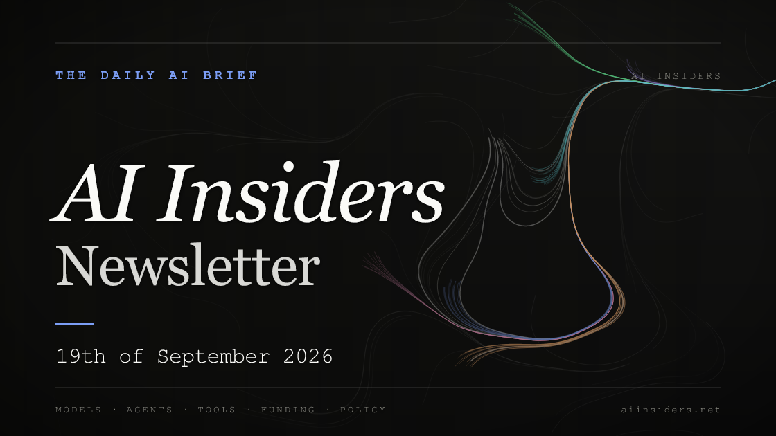 AI Insiders Newsletter cover for the issue dated 19 Sep 2026