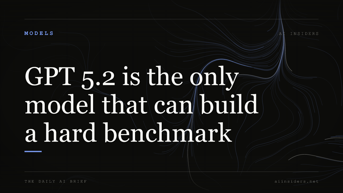GPT 5.2 is the only model that can build a hard benchmark — featured image for AI Insiders
