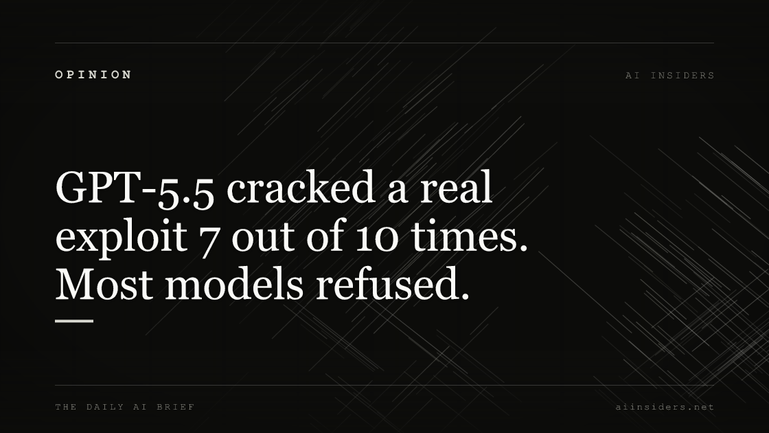 GPT-5.5 cracked a real exploit 7 out of 10 times. Most models refused. — featured image for AI Insiders