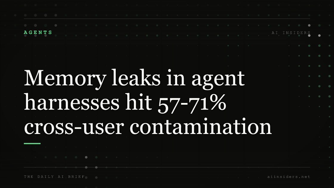 Memory leaks in agent harnesses hit 57-71% cross-user contamination — featured image for AI Insiders