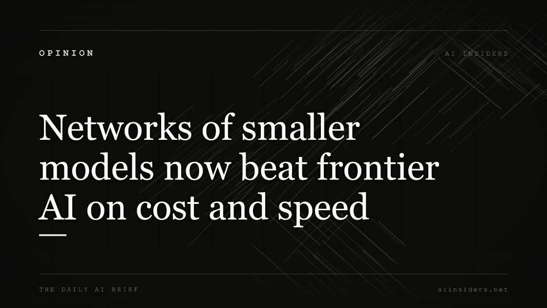 Networks of smaller models now beat frontier AI on cost and speed — featured image for AI Insiders