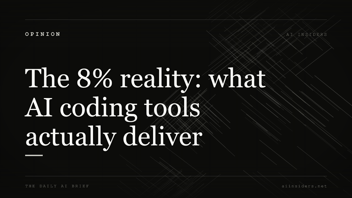 The 8% reality: what AI coding tools actually deliver — featured image for AI Insiders