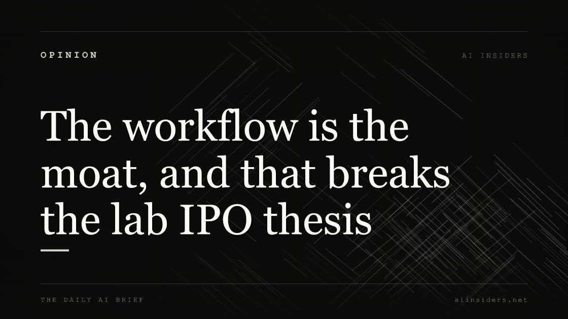 The workflow is the moat, and that breaks the lab IPO thesis — featured image for AI Insiders